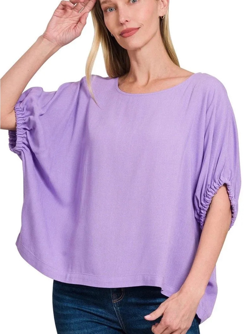 Relaxed Lavender Dolman Sleeve Top - Womens